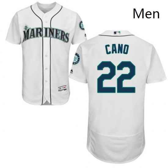 Mens Majestic Seattle Mariners 22 Robinson Cano White Home Flex Base Authentic Collection MLB Jersey